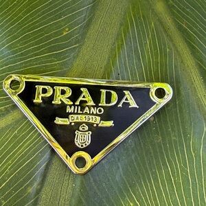 PRADA Milano Black and silver Triangle Logo Plaque